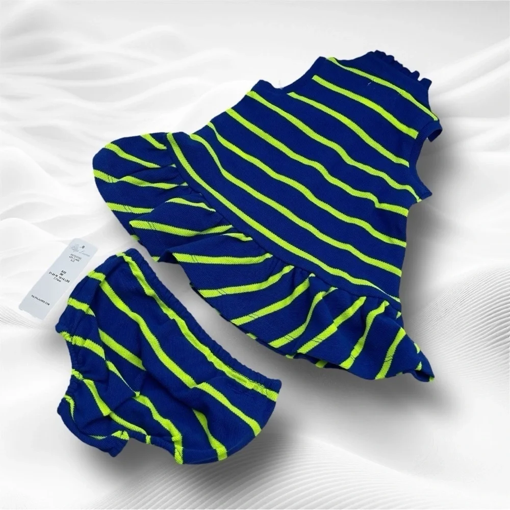 Ralph Lauren NWT Stripe Infant 2 piece Summer Dress and Panty Size 3 months